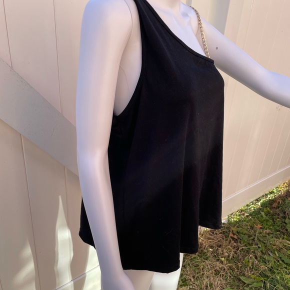 NWT OMT FASHIONS BLACK GOLD CHAIN SHOULDER TANK TOP SIZE XXL 2X - Picture 2 of 4